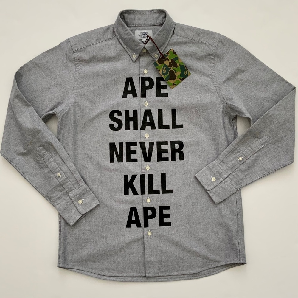 BAPE “APE SHALL NEVER KILL APE” Button Down Oxford Shirt